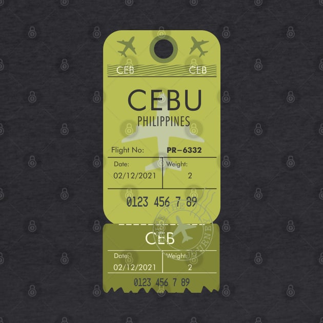 CEBU PLANE TICKET FILIPINO CEBUANO SHIRT STICKER by Aydapadi Studio